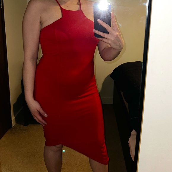 EXPRESS Asymmetrical Cocktail Dress - Red - Picture 1 of 8